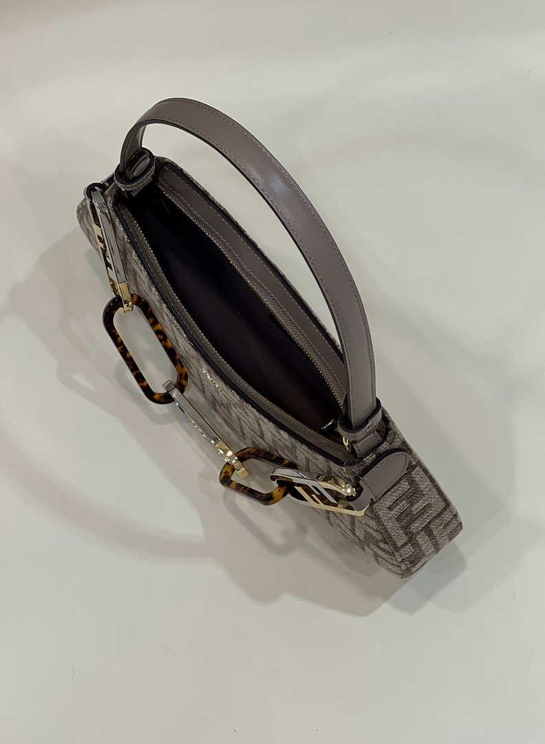 Fendi 8BS068 O’Lock Swing Gray and fox fur pouch 8573