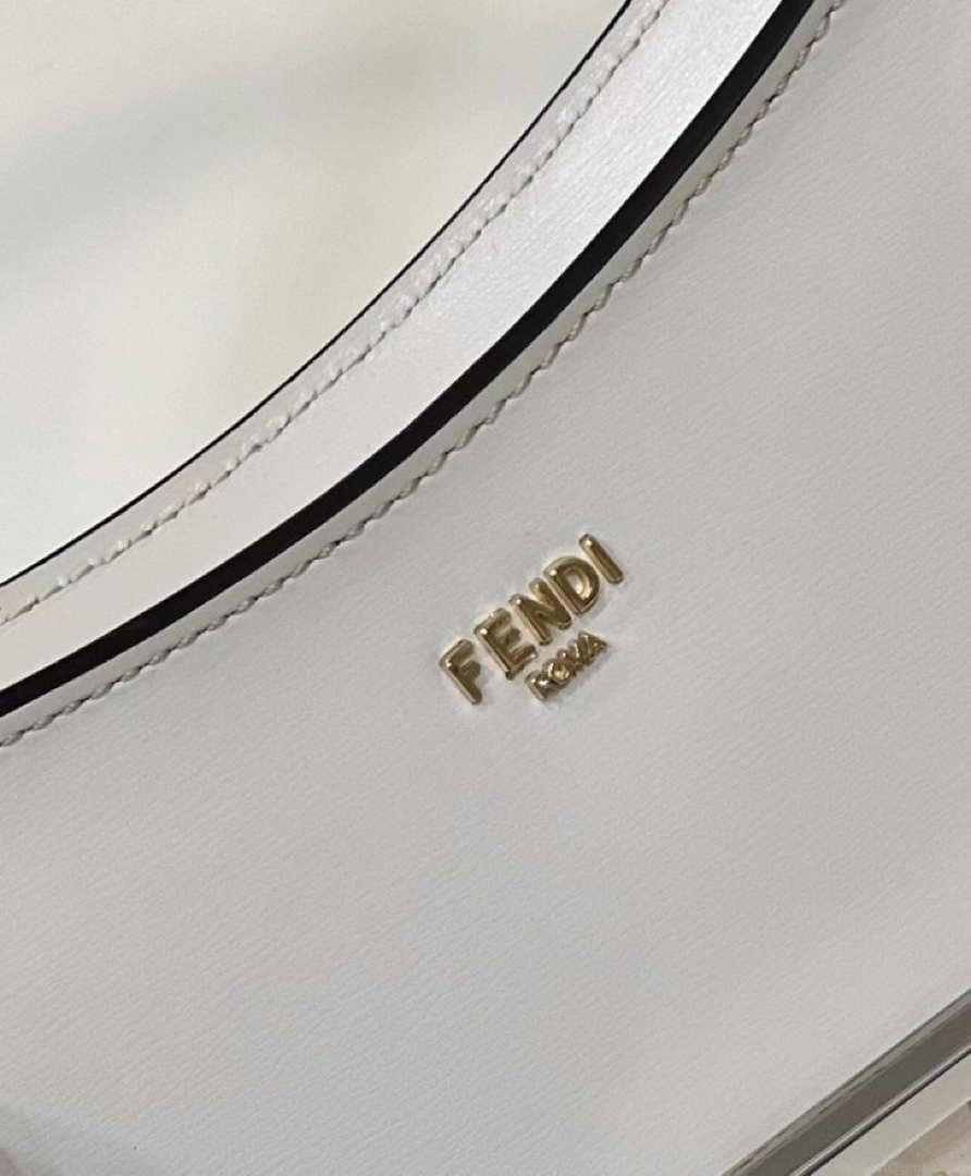 Fendi O’Lock Swing Camellia leather pouch 8BS068AHM0F1DMY 8573 White