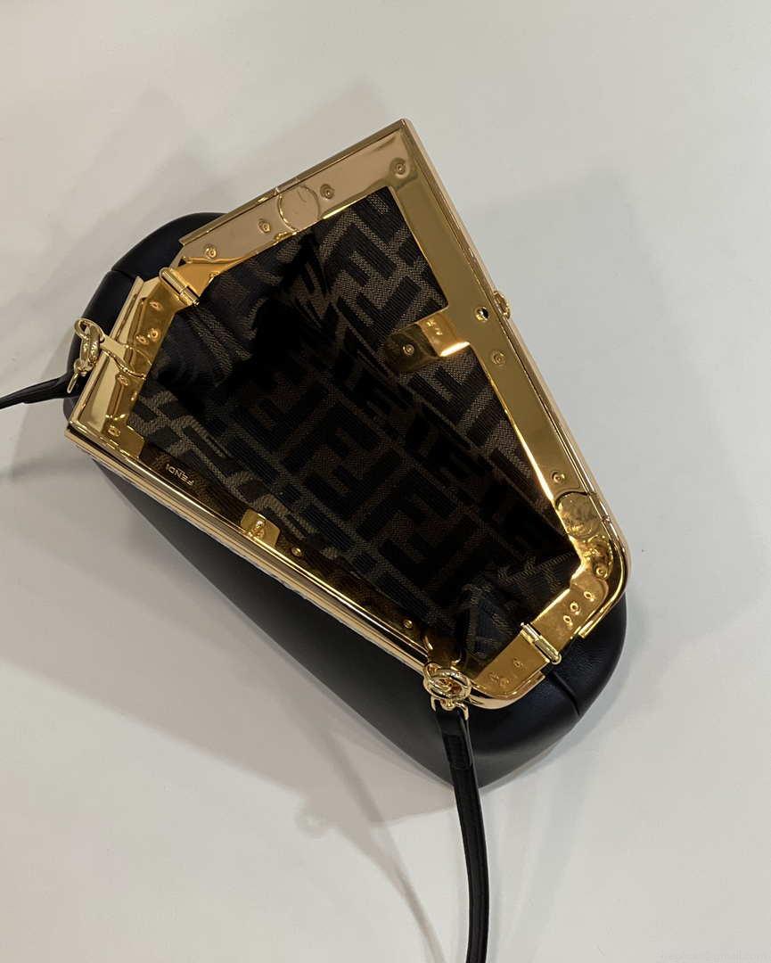 Fendi 8BP129 First Small Fuchsia leather and python leather bag 80043M Black