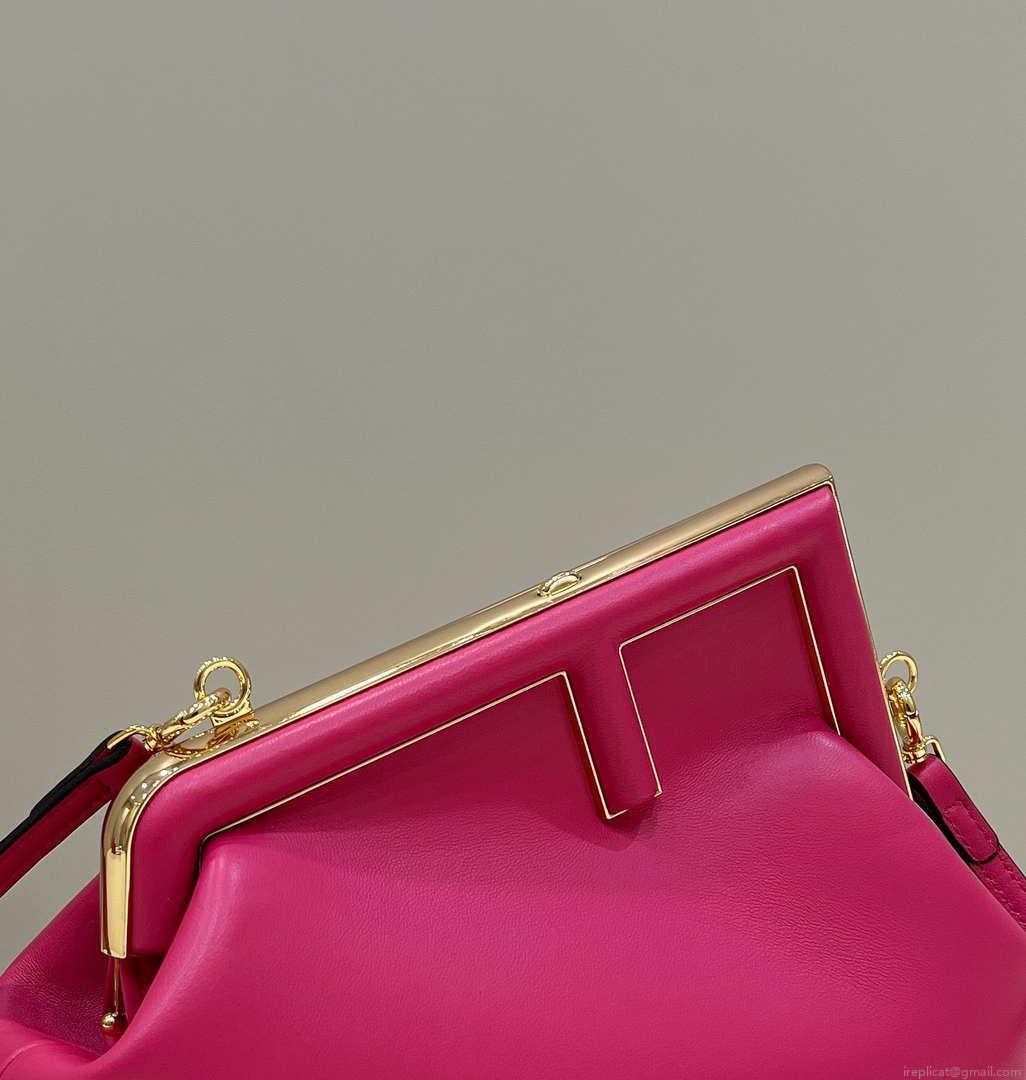 Fendi 8BP129 First Small Fuchsia leather bag 80018M Rose Red