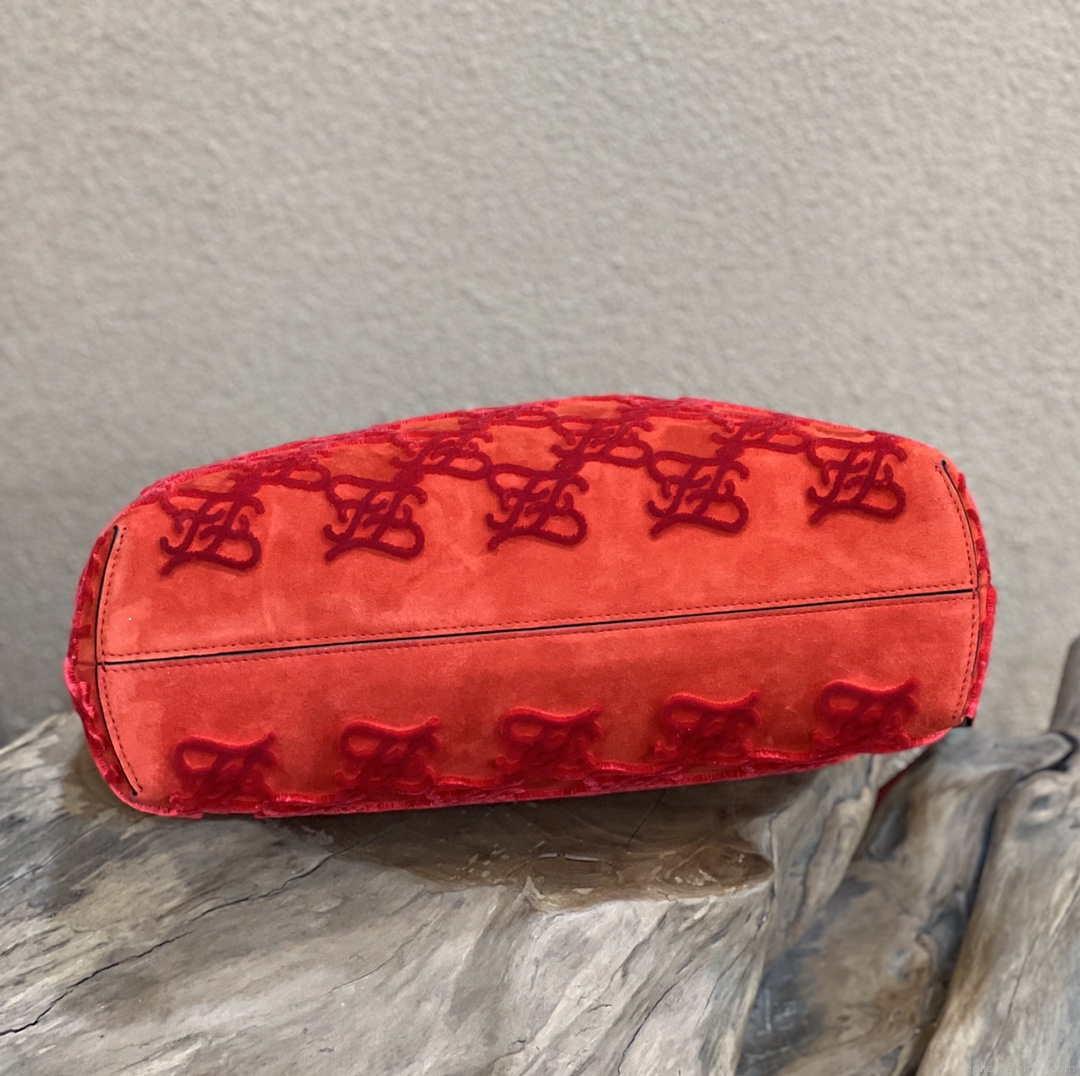 Fendi 8BP127 Fendi First Medium Red suede bag