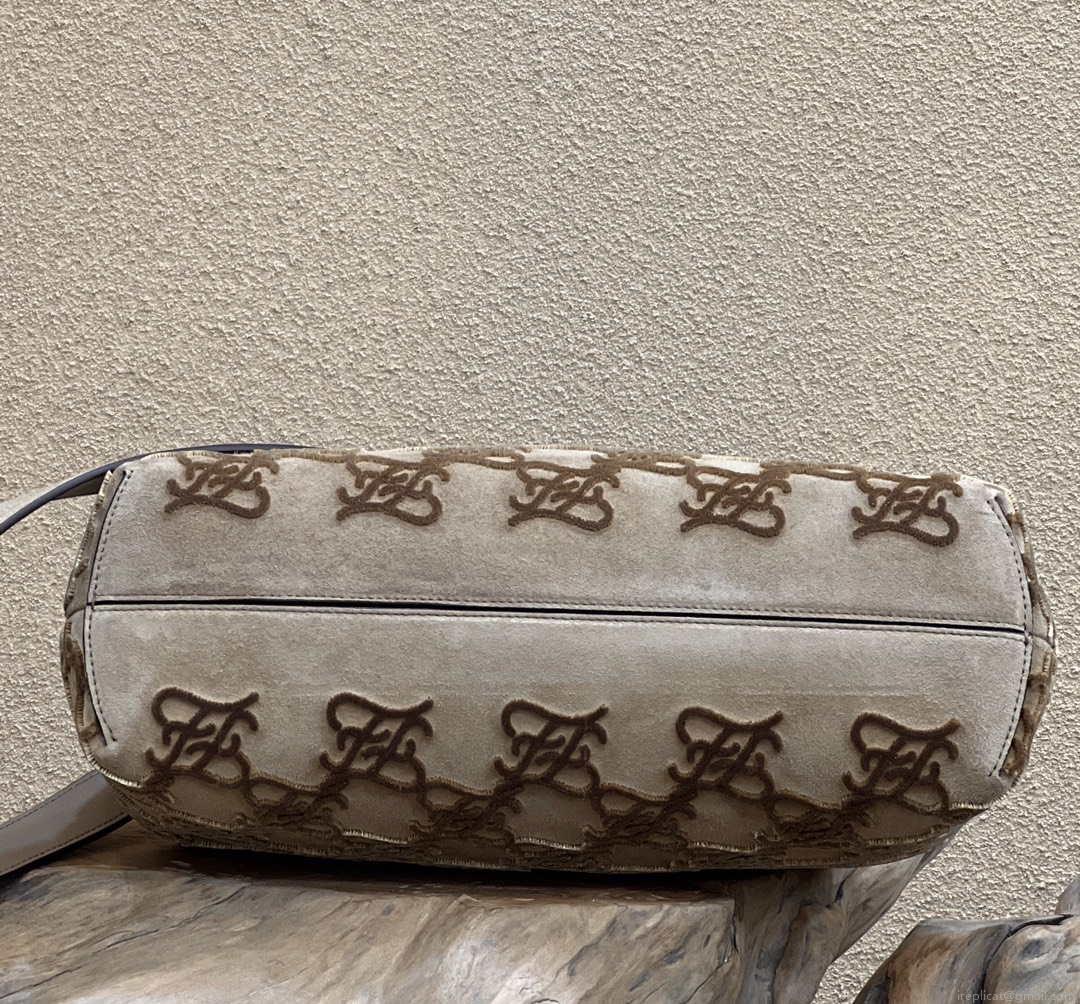 Fendi 8BP127 Fendi First Medium Khaki suede bag