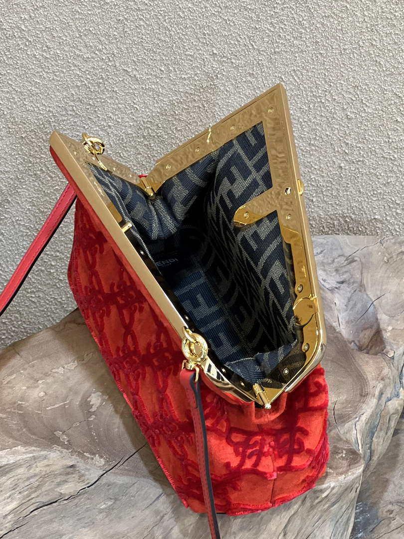 Fendi 8BP129 Fendi First Small Red suede bag