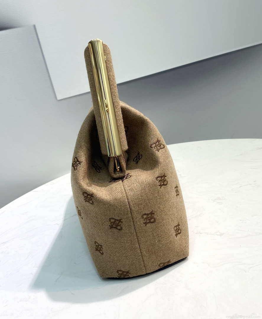 Fendi 8BP127 Fendi First Medium Beige flannel bag with embroidery