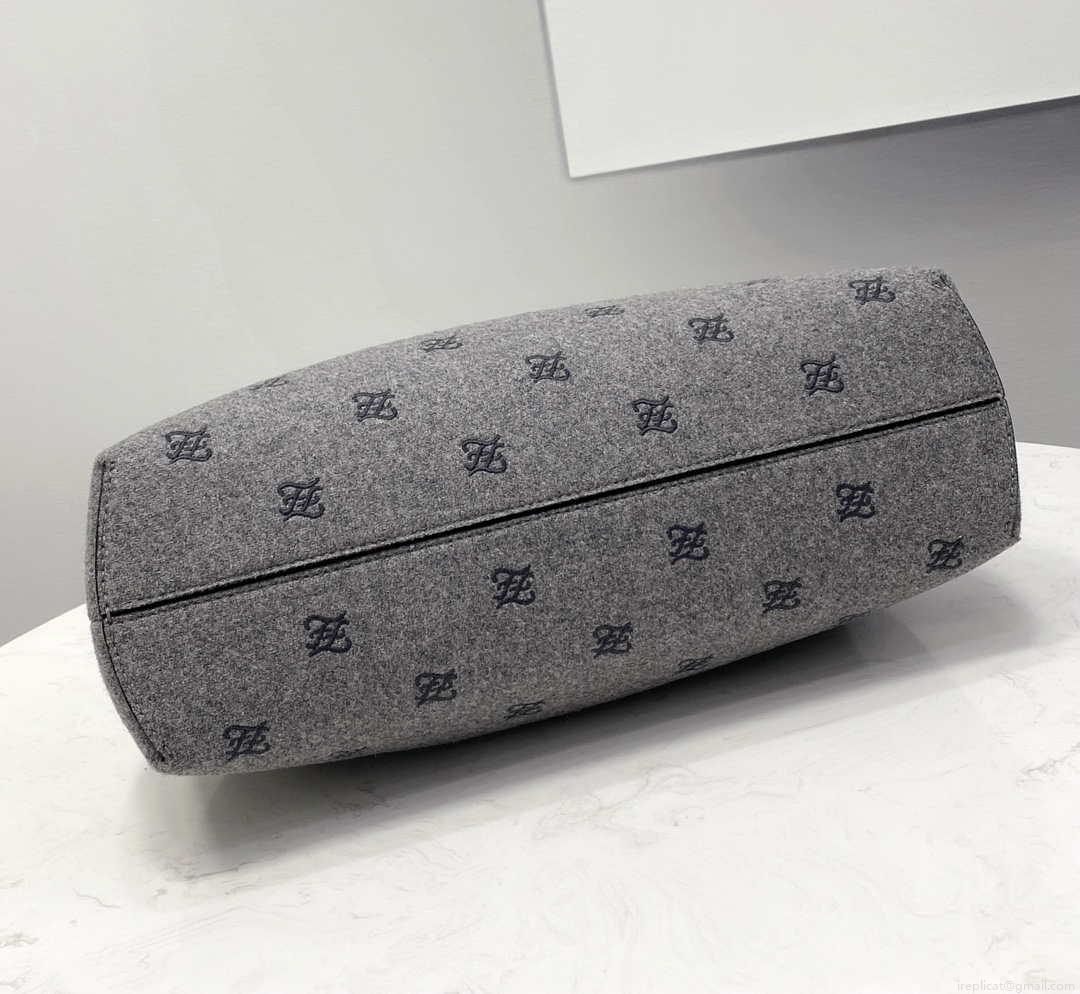 Fendi 8BP127 Fendi First Medium Light Gray flannel bag with embroidery