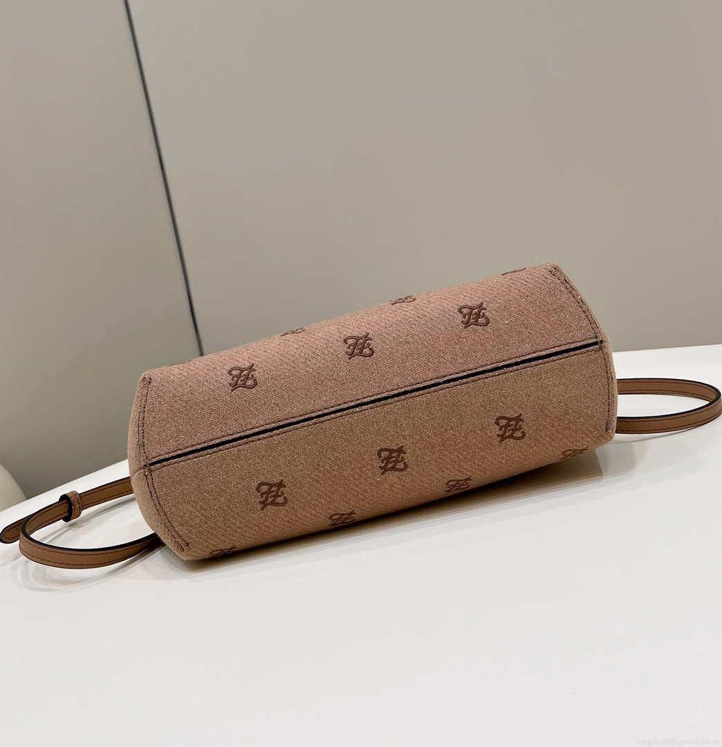 Fendi 8BP129 Fendi First Small Ligth Pink flannel bag with embroidery