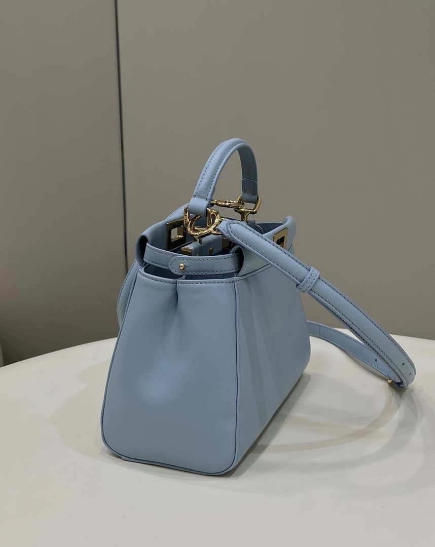 Fendi 8BN244 Peekaboo Iconic Mimi Blue Leather 8315 Bag