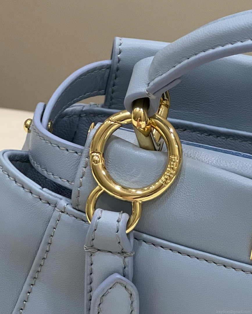 Fendi 8BN244 Peekaboo Iconic Mimi Blue Leather 8315 Bag