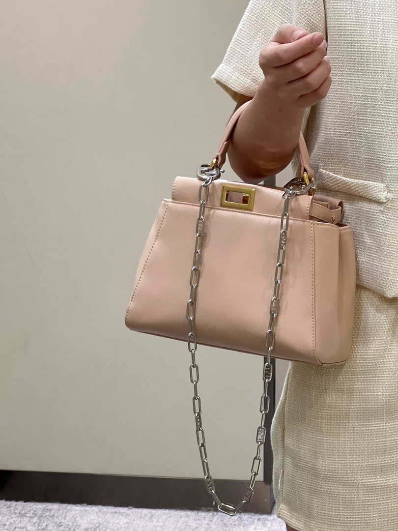 Fendi 8BN244 Peekaboo Iconic Mimi Pink Leather 8315 Bag