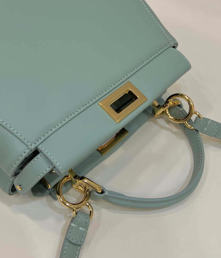 Fendi 8BN244 Peekaboo Iconic Mimi Green Leather 8315 Bag