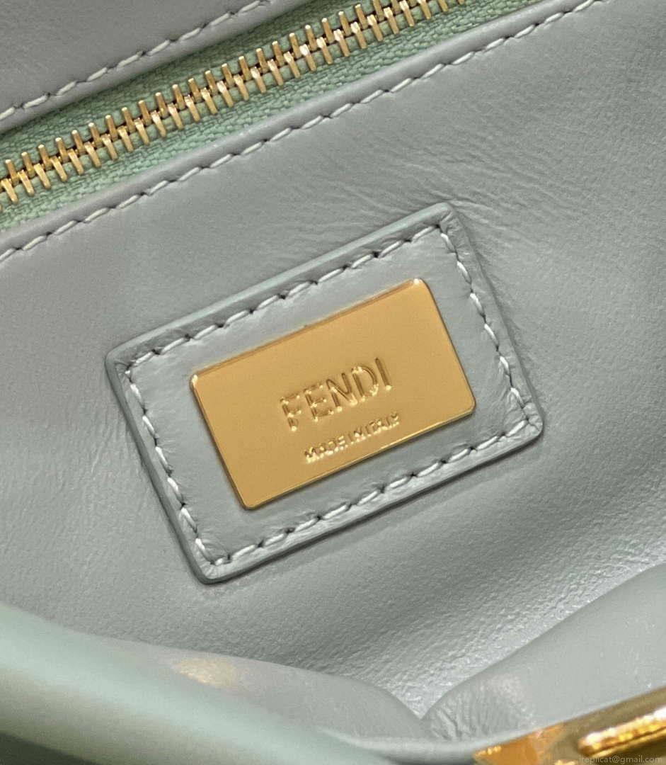 Fendi 8BN244 Peekaboo Iconic Mimi Green Leather 8315 Bag