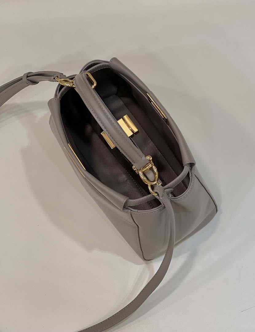 Fendi 8BN244 Peekaboo Iconic Mimi Gray Leather 8315 Bag
