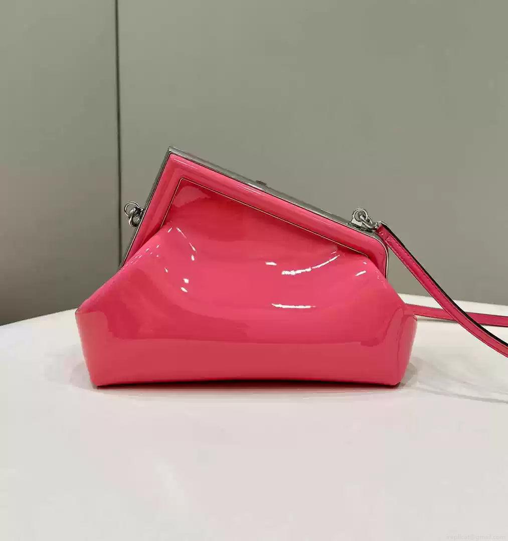 Fendi 8BP129 Fendi First Small Rose Pink patent leather bag