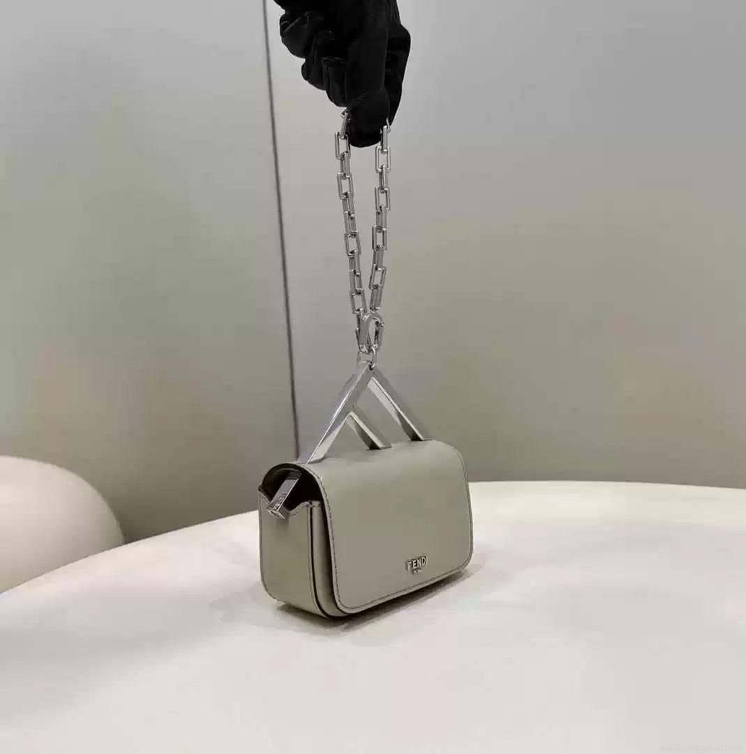 Fendi 7AS173 Fendi First Sight Gray leather Nano bag