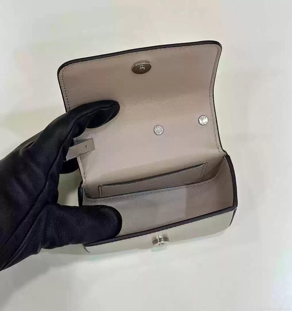 Fendi 7AS173 Fendi First Sight Gray leather Nano bag
