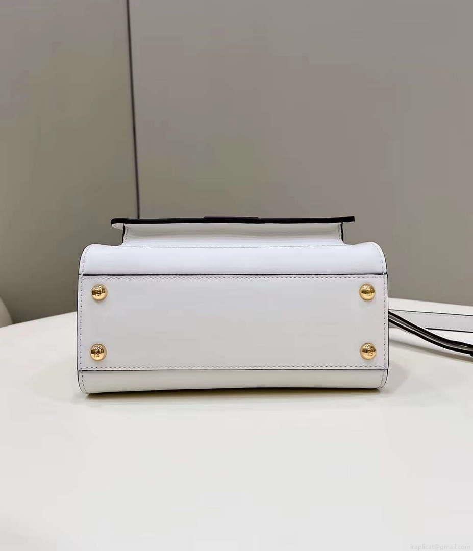 Fendi 8BN244 Peekaboo Mimi White Leather Bag 8596S