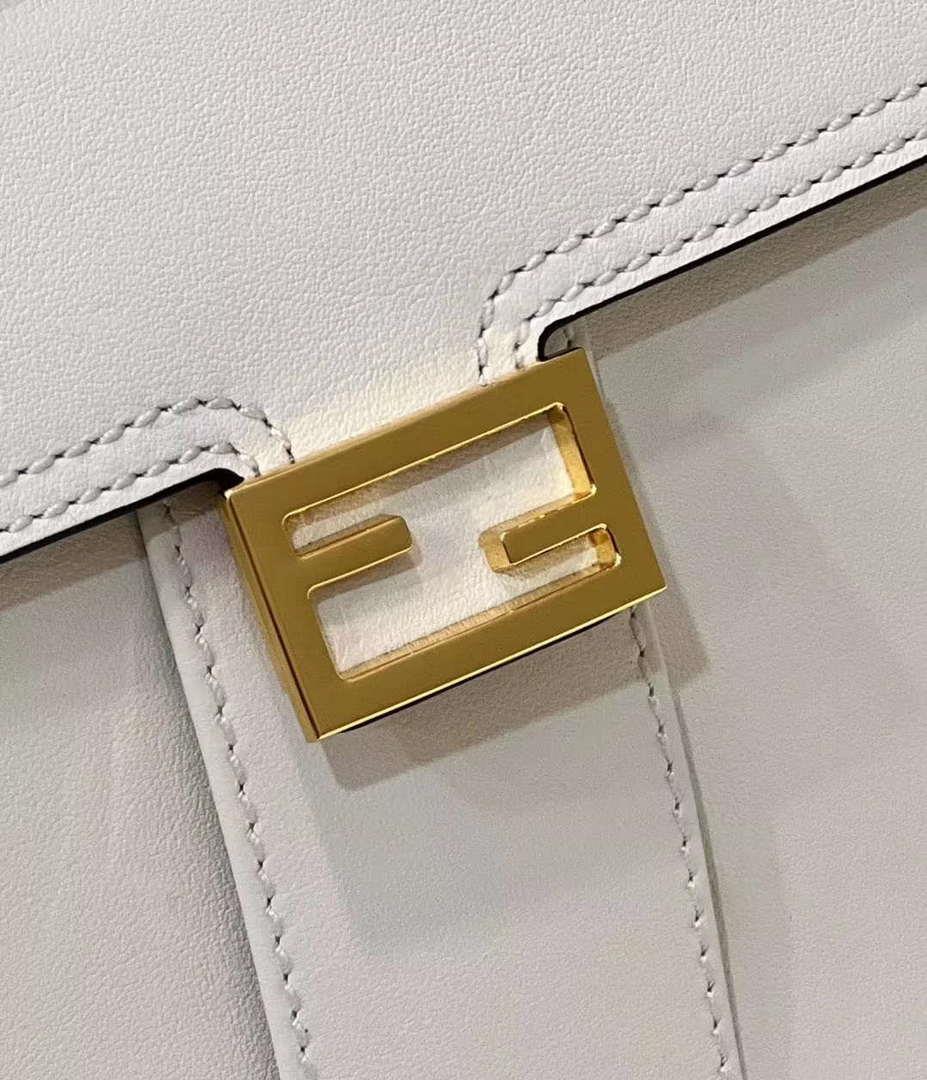 Fendi 8BN244 Peekaboo Mimi White Leather Bag 8596S