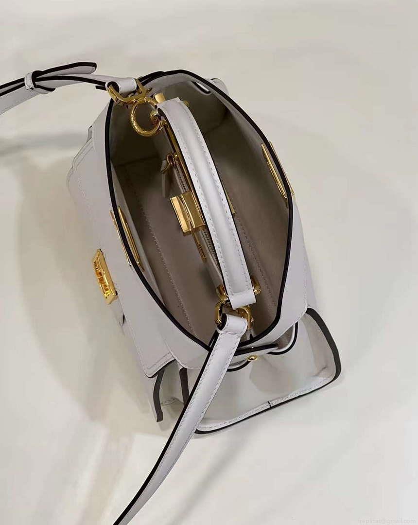 Fendi 8BN244 Peekaboo Mimi White Leather Bag 8596S