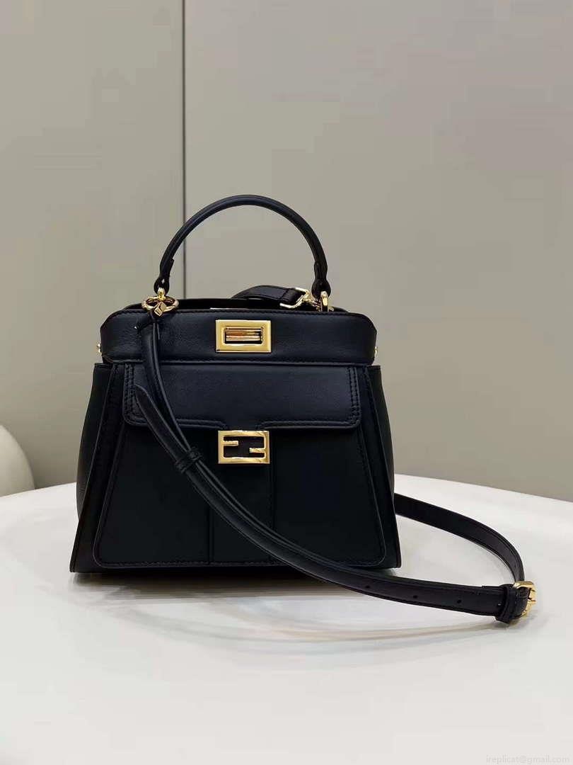 Fendi 8BN244 Peekaboo Mimi Black Leather Bag 8596S