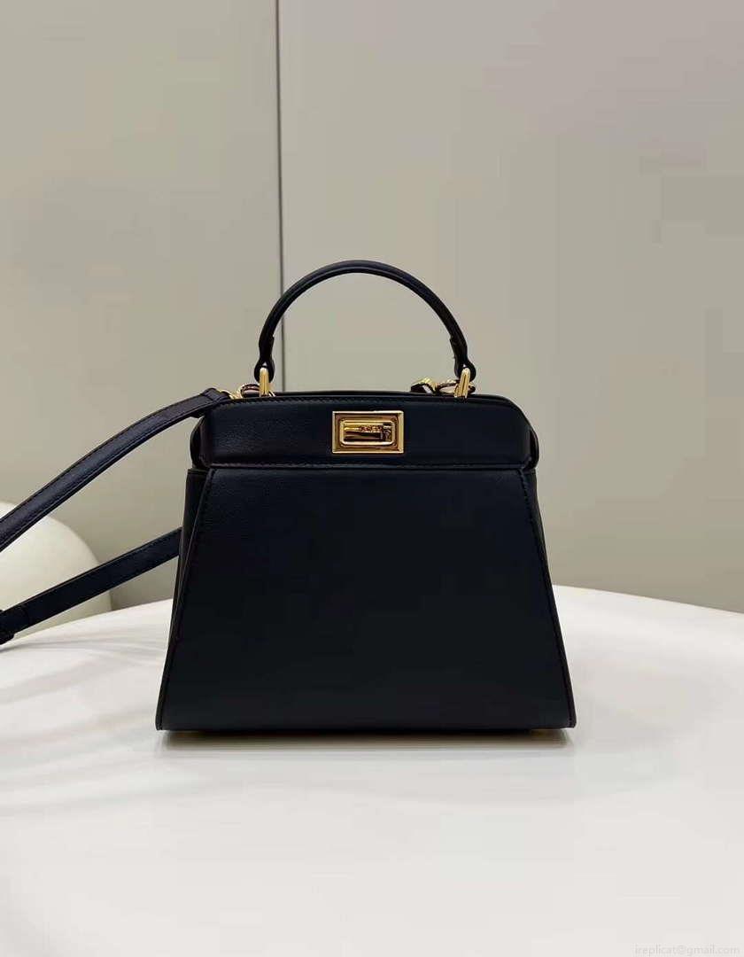 Fendi 8BN244 Peekaboo Mimi Black Leather Bag 8596S