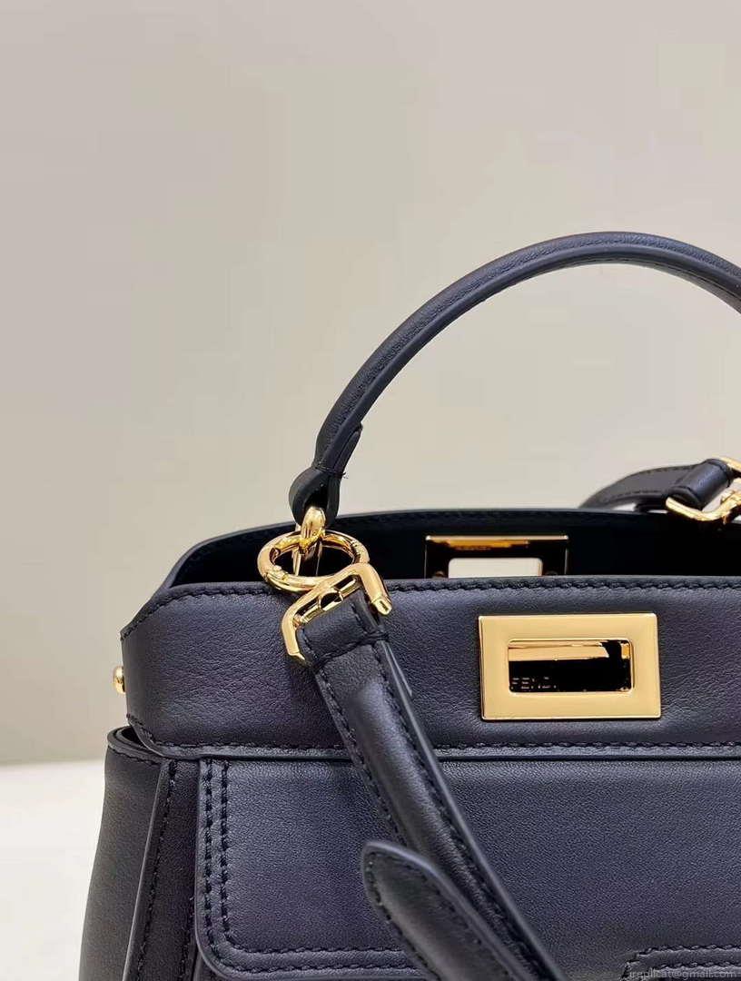 Fendi 8BN244 Peekaboo Mimi Black Leather Bag 8596S