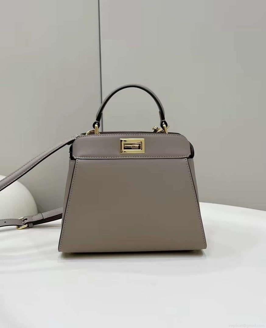 Fendi 8BN244 Peekaboo Mimi Gray Leather Bag 8596S