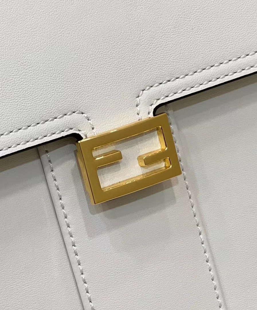 Fendi 8BN321 Peekaboo Iseeu Medium White Leather Bag 8596L