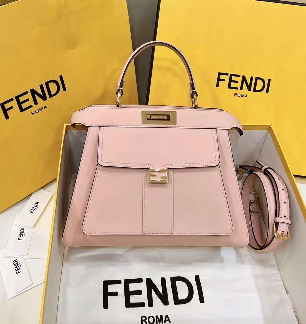 Fendi 8BN321 Peekaboo Iseeu Medium Pink Leather Bag 8596L