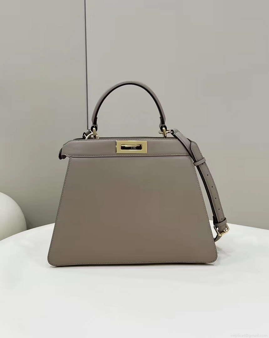 Fendi 8BN321 Peekaboo Iseeu Medium Gray Leather Bag 8596L