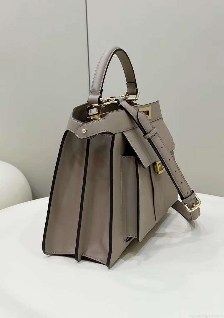 Fendi 8BN321 Peekaboo Iseeu Medium Gray Leather Bag 8596L