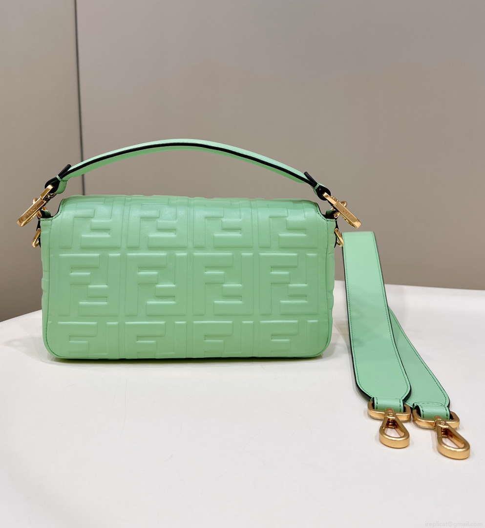 Fendi 8BR600 Baguette Medium Green leather 0135M bag