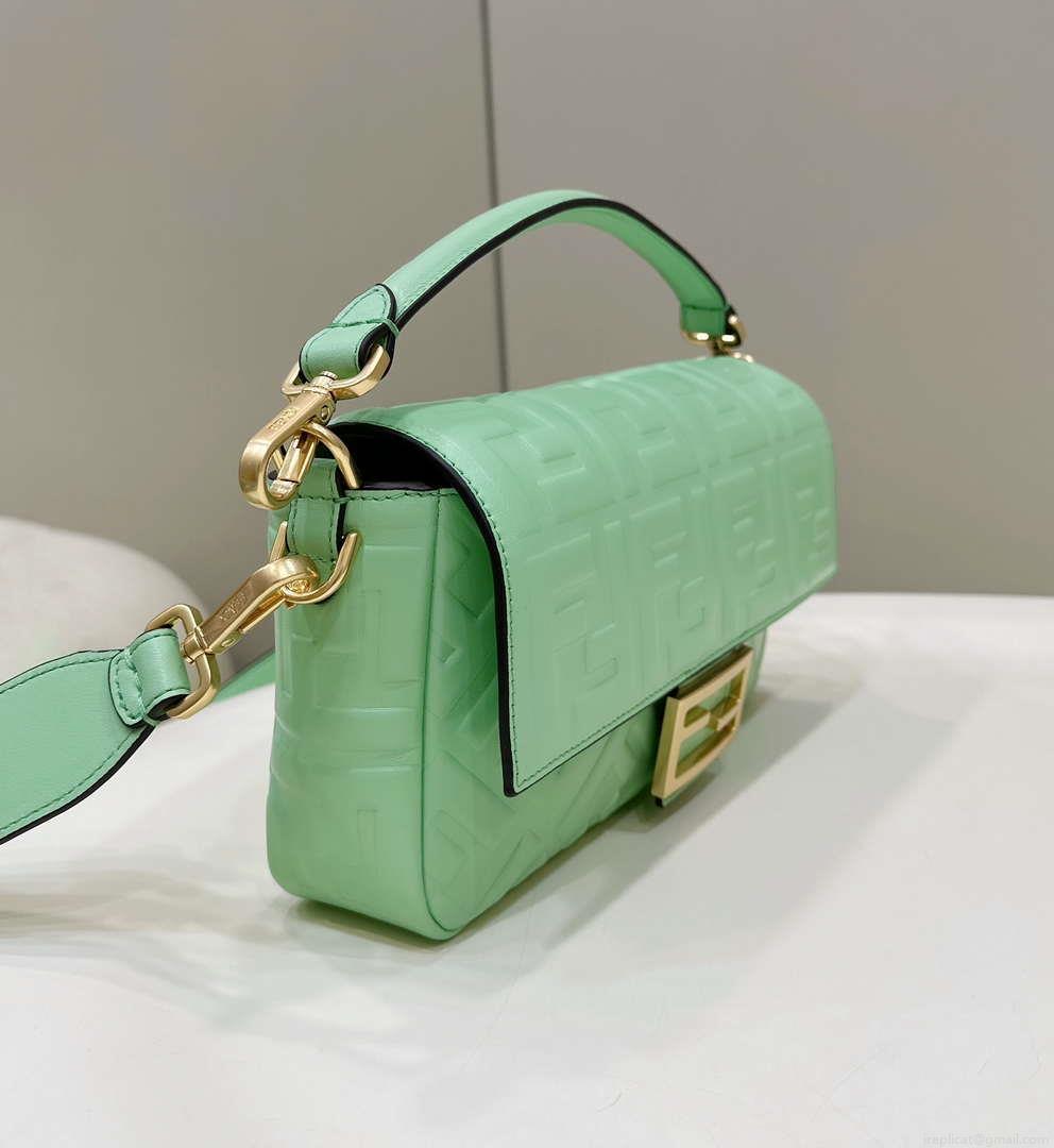 Fendi 8BR600 Baguette Medium Green leather 0135M bag