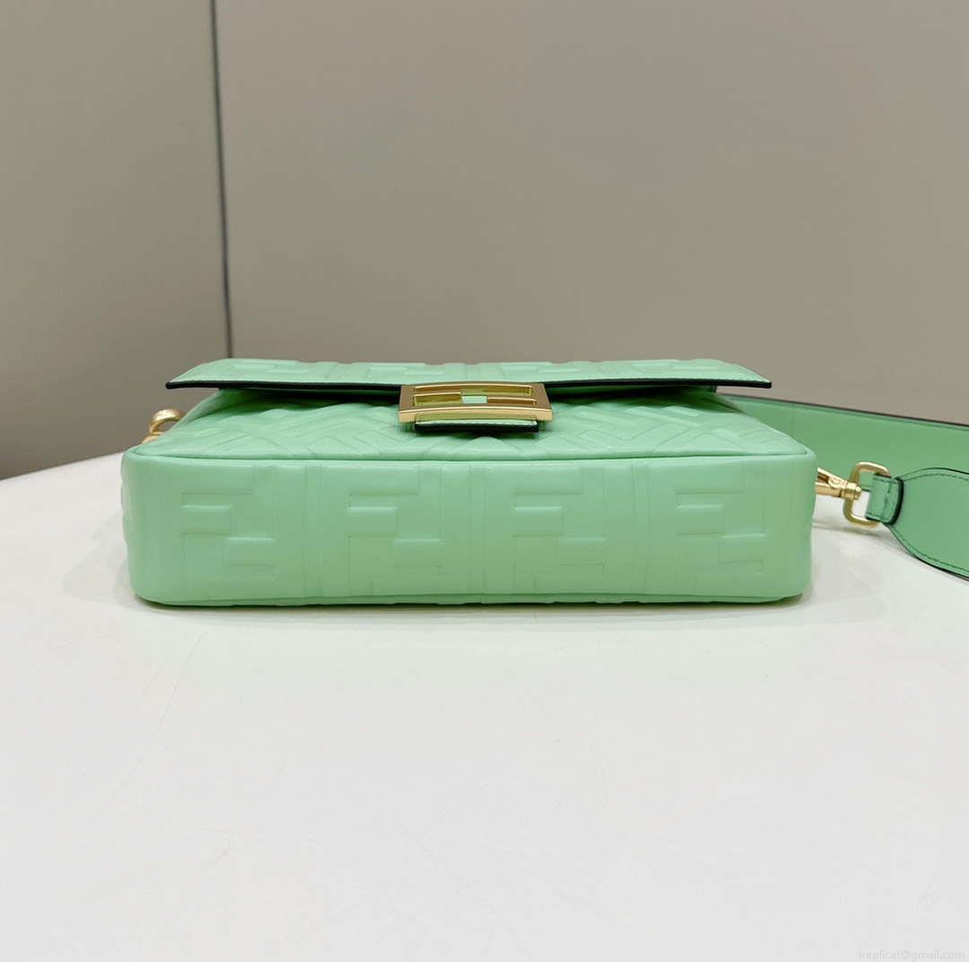 Fendi 8BR600 Baguette Medium Green leather 0135M bag