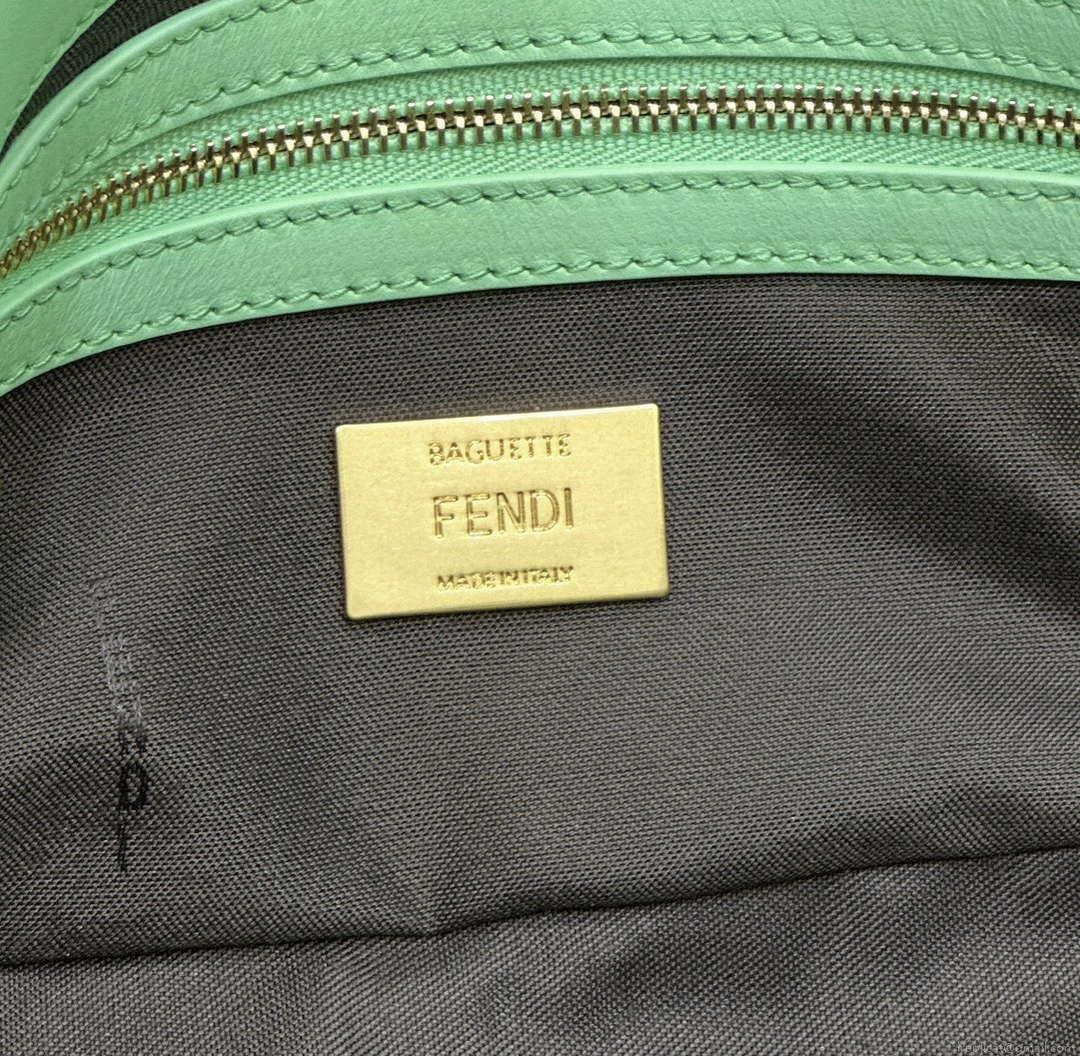 Fendi 8BR600 Baguette Medium Green leather 0135M bag