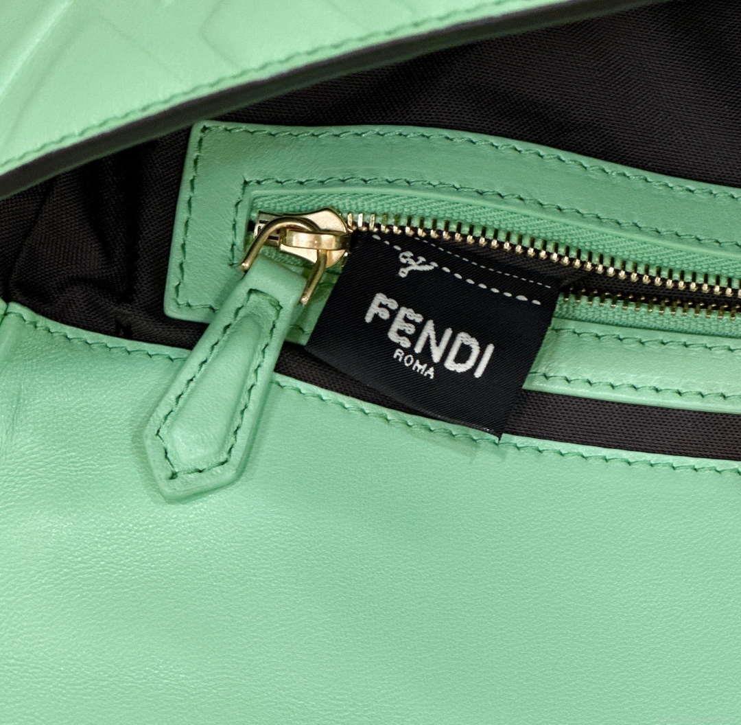 Fendi 8BR600 Baguette Medium Green leather 0135M bag
