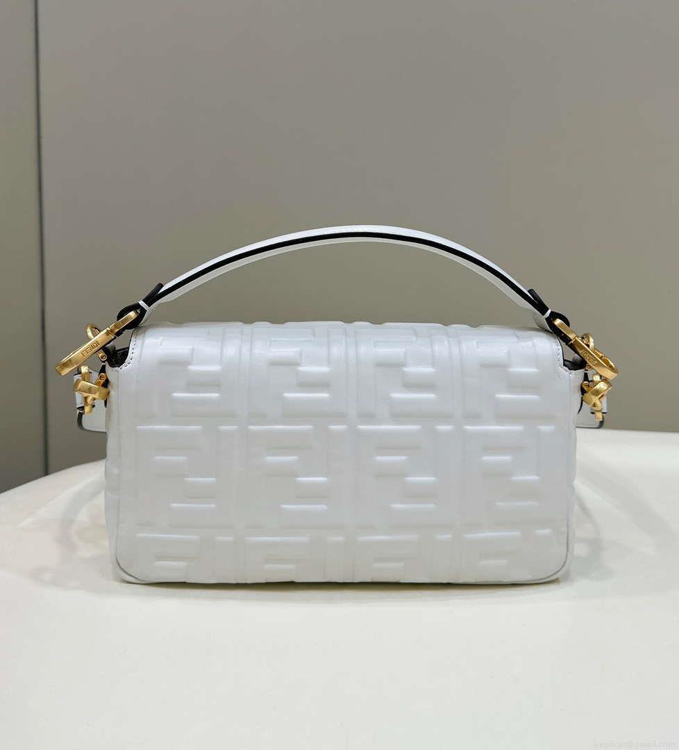 Fendi 8BR600 Baguette Medium White leather 0135M bag