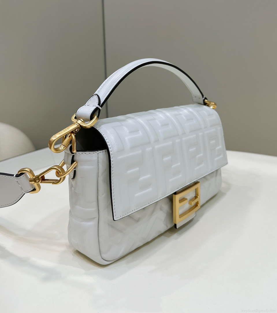 Fendi 8BR600 Baguette Medium White leather 0135M bag