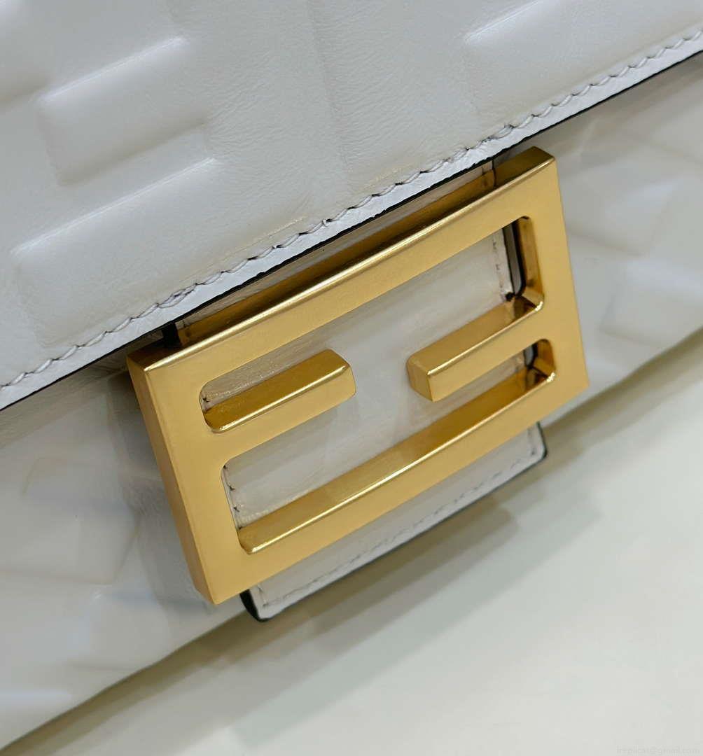Fendi 8BR600 Baguette Medium White leather 0135M bag