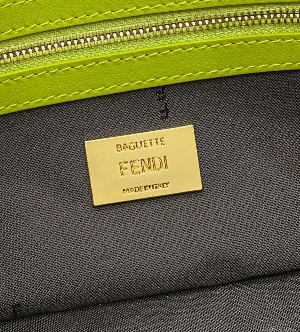 Fendi 8BR600 Baguette Medium Lemon green leather 0135M bag