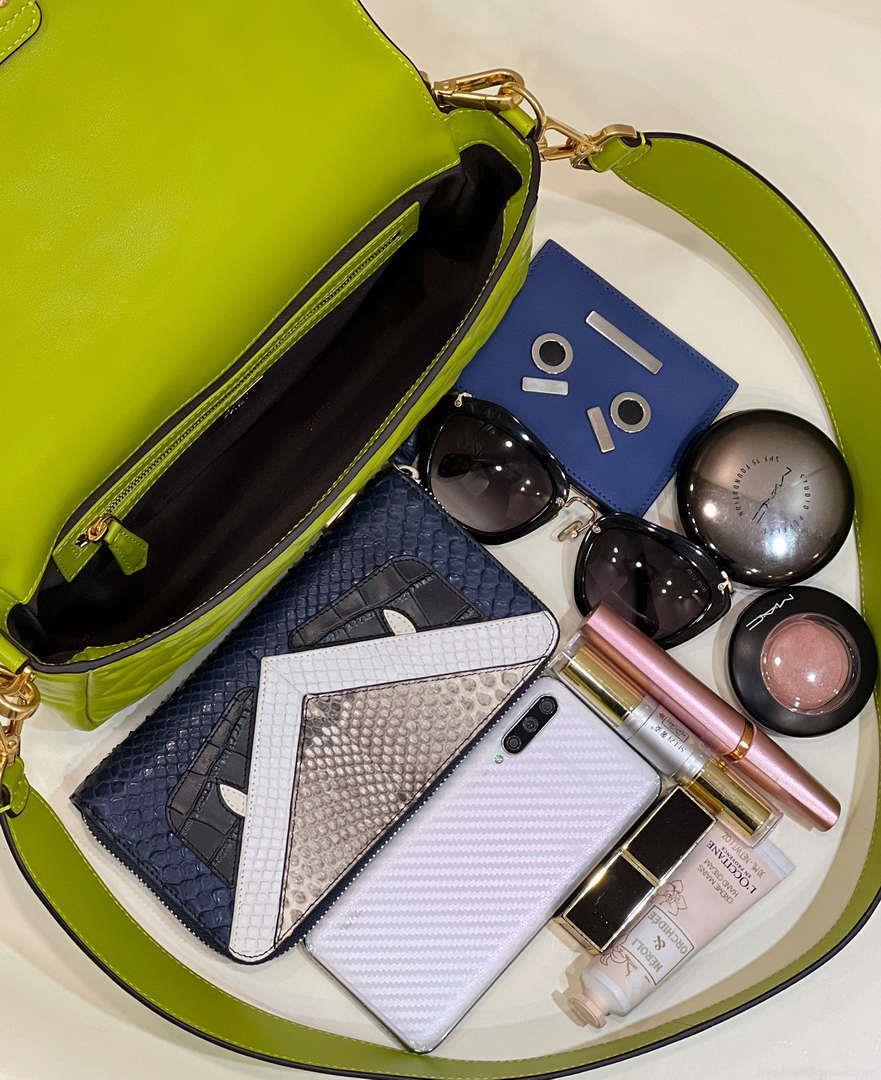Fendi 8BR600 Baguette Medium Lemon green leather 0135M bag