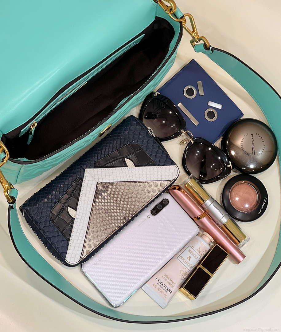 Fendi 8BR600 Baguette Medium Aqua leather 0135M bag