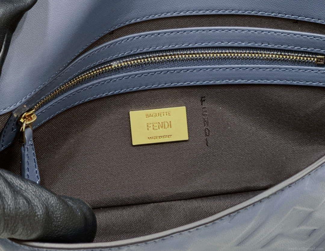 Fendi 8BR600 Baguette Medium Royal Blue leather 0135M bag