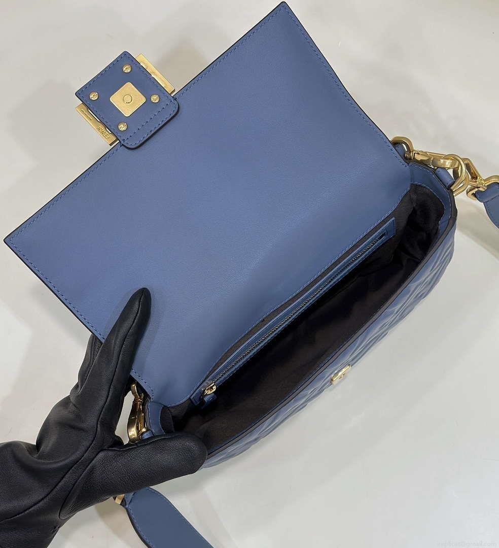 Fendi 8BR600 Baguette Medium Royal Blue leather 0135M bag