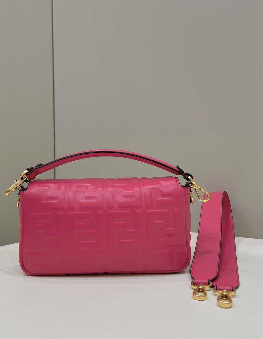 Fendi 8BR600 Baguette Medium Rose Red leather 0135M bag