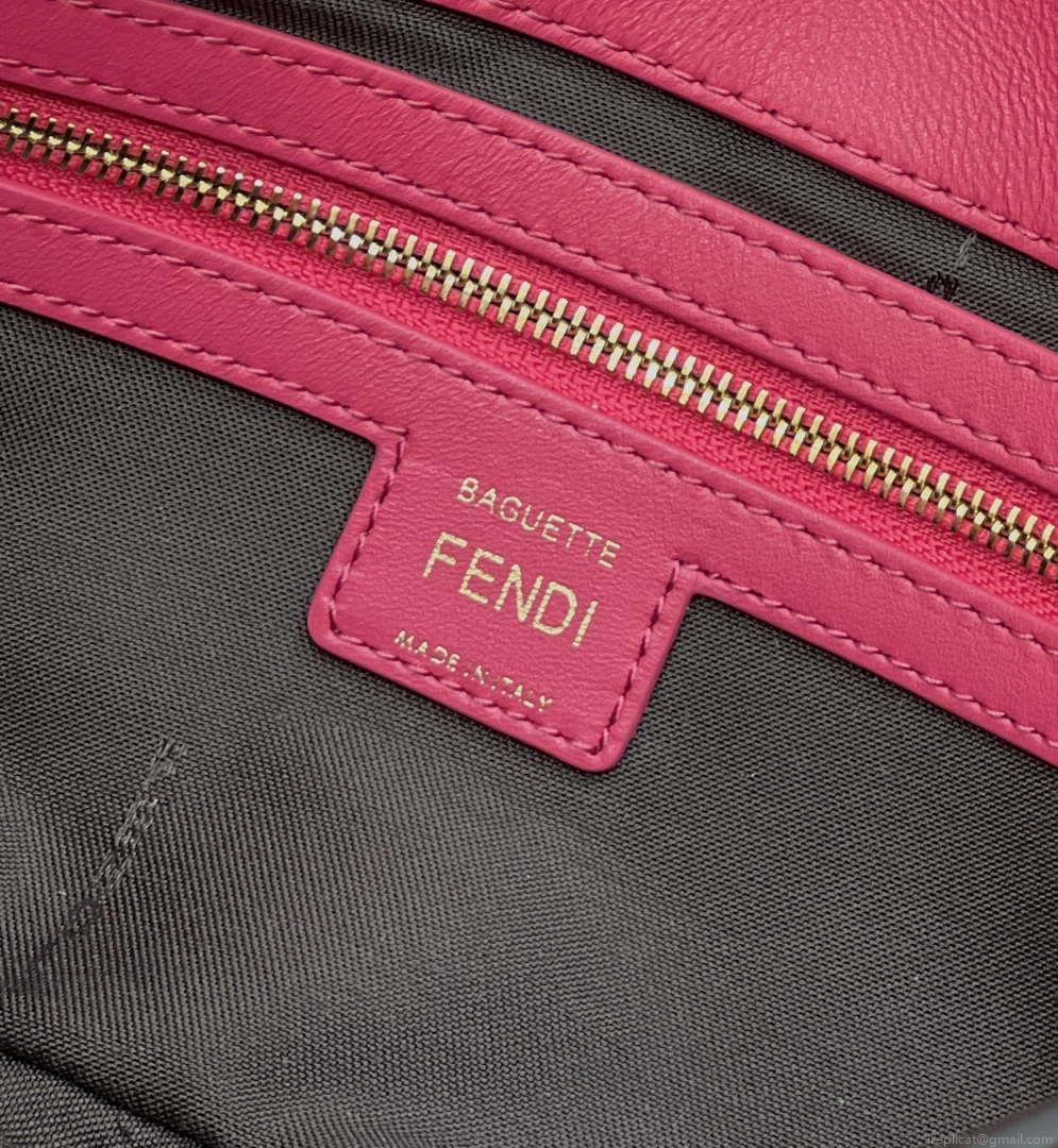 Fendi 8BR600 Baguette Medium Rose Red leather 0135M bag