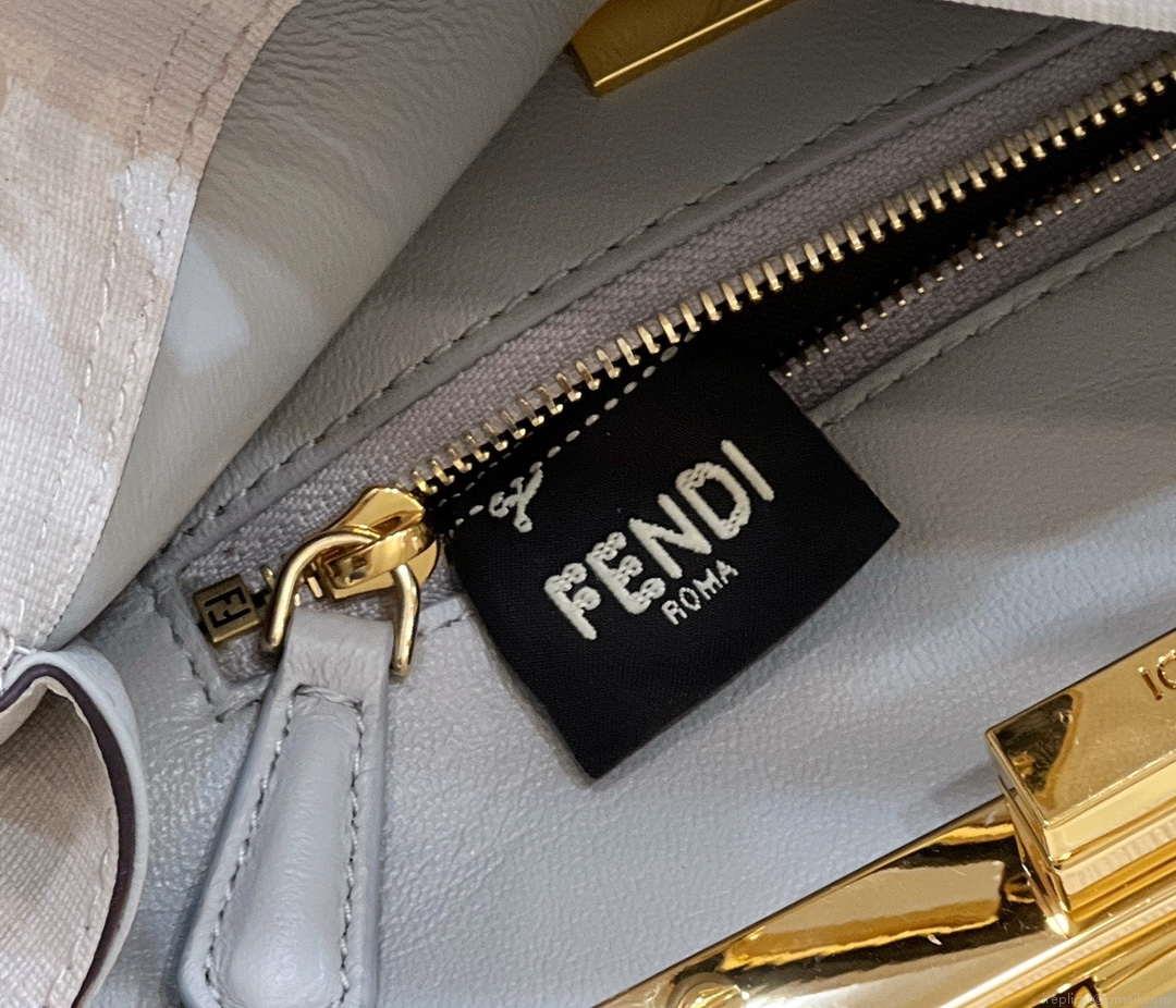Fendi 8BN244 Peekaboo Mimi White Leather Bag 8562 Pinter FF logo