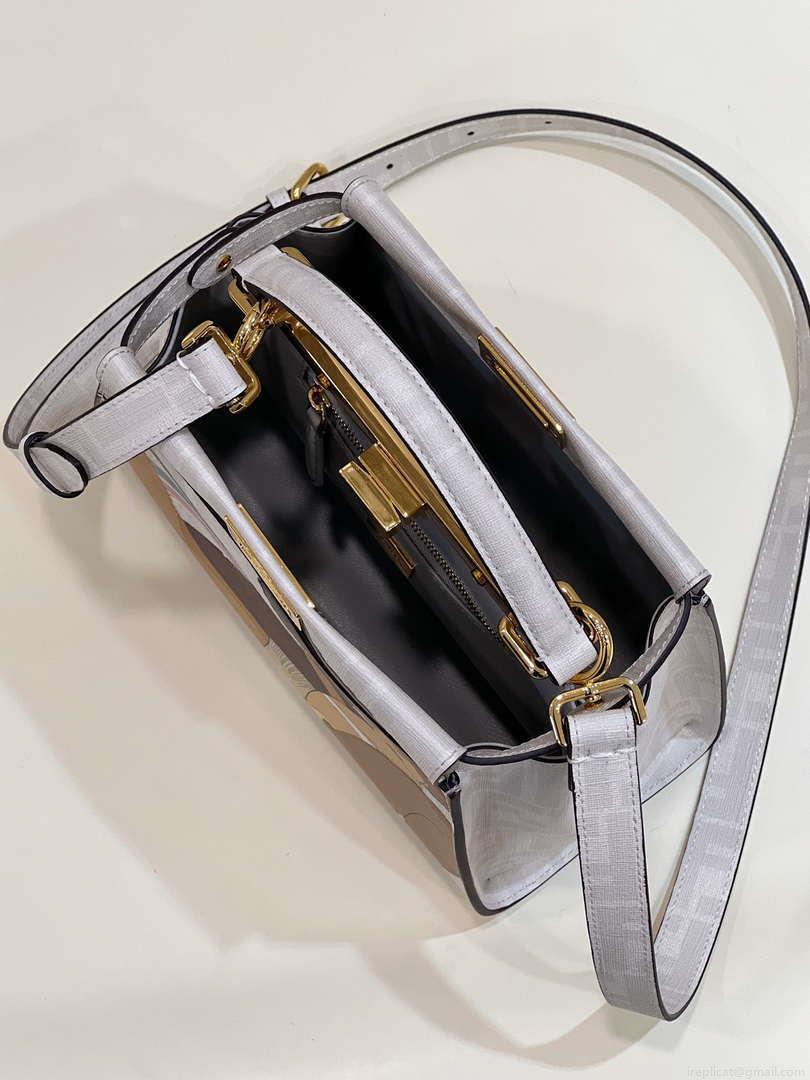 Fendi 8BN244 Peekaboo Mimi White Leather Bag 8562 Pinter FF logo
