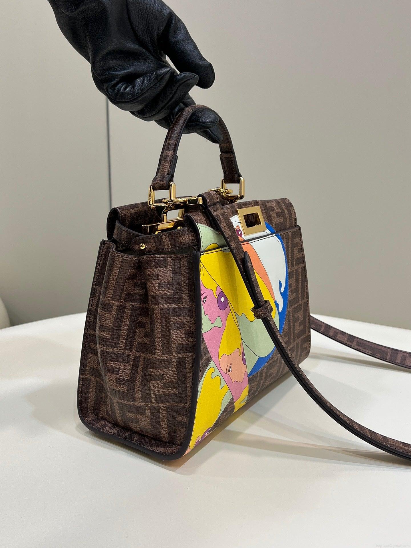 Fendi 8BN244 Peekaboo Mimi Jacquard FF fabric bag 8562 Pinter