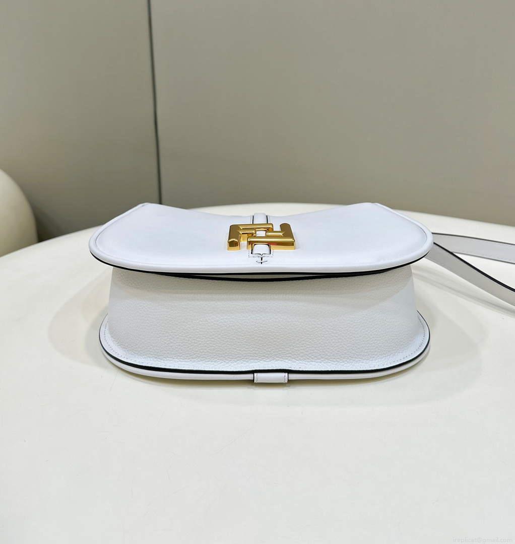Fendi 8BT366 C’mon Medium White Smooth Leather and Full-grain Leather Bag