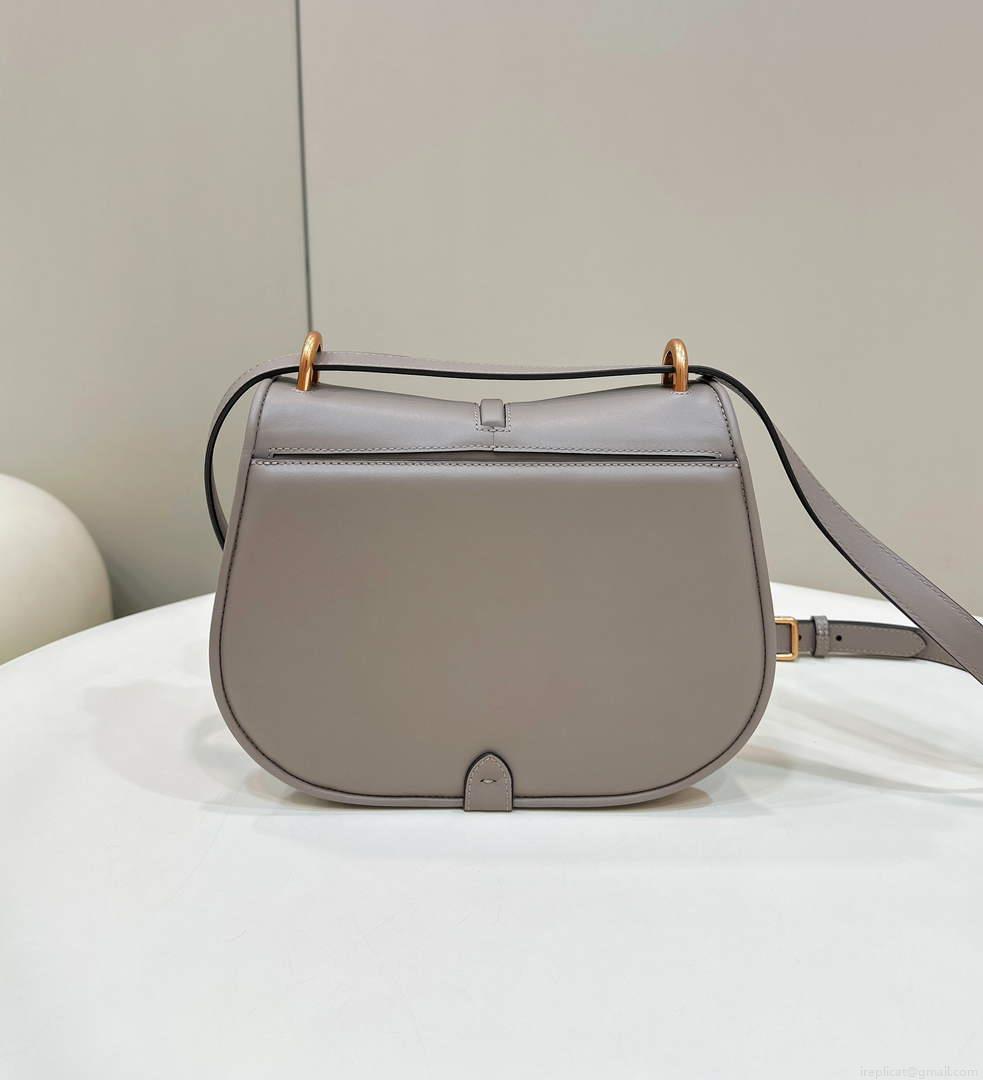 Fendi 8BT366 C’mon Medium Dove-Grey Smooth Leather and Full-grain Leather Bag
